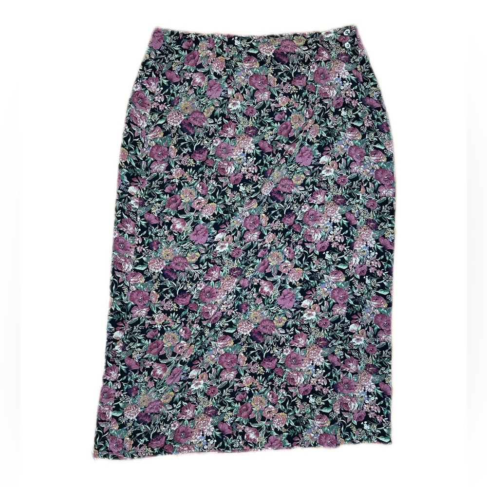 Vintage Halston Pink Floral Wrap Skirt Size 16
